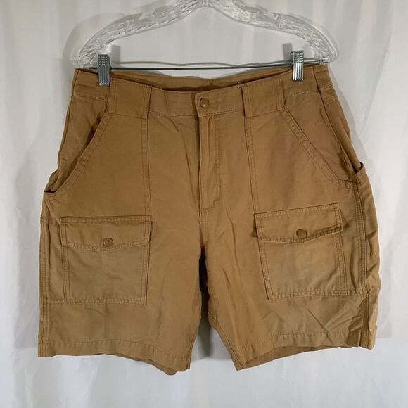 Woolrich Cargo Shorts Men's 34 Brown Snap Pockets Lightweight Cotton Blend - Picture 1 of 5